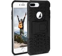OneFlow Tank Case, Compatible with iPhone 7 Plus/iPhone 8 Plus, Outdoor Case, Shockproof, Phone Case with Kickstand, Camera and Screen Protector, Mobile Phone Hard Case, Obsidian - Black