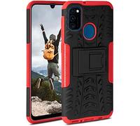 OneFlow Tank Case, Compatible with Samsung Galaxy M30s, Outdoor Case, Shockproof, Phone Case with Kickstand, Camera and Screen Protector, Mobile Phone Hard Case, Vulcano - Red