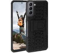 OneFlow Tank Case, Compatible with Samsung Galaxy S21 Plus, Outdoor Case, Shockproof, Phone Case with Kickstand, Camera and Screen Protector, Mobile Phone Hard Case, Obsidian - Black