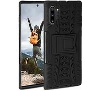 OneFlow Tank Case, Compatible with Samsung Note10 Plus (4G/5G), Outdoor Case, Shockproof, Phone Case with Kickstand, Camera and Screen Protector, Mobile Phone Hard Case, Obsidian - Black