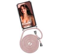 ONEFLOW Twist Case with Cord for Apple iPhone 16 Pro Max, Mobile Phone Cord for Hanging on the Case, Mobile Phone Cord for Hanging and Mobile Phone Chain, Rose Gold