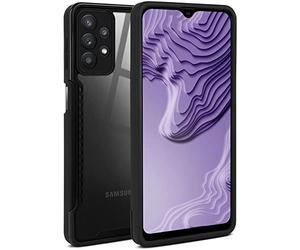 ONEFLOW Vanguard Case Compatible with Samsung Galaxy A32 5G Case with Screen and Camera Protection, Hybrid Protective Silicone and TPU Shockproof Mobile Phone Case Transparent - Black