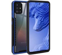 ONEFLOW Vanguard Case Compatible with Samsung Galaxy A51 Case with Screen and Camera Protection, Hybrid Protective Silicone and TPU Shockproof Phone Case Transparent - Blue