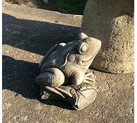 ONEFOLD - FROG ON LOG HAND CAST STONE GARDEN ORNAMENT/SCULPTURE