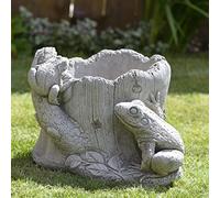 ONEFOLD - FROG PLANTER | FLOWER POT| HAND CAST STONE | GARDEN ORNAMENT | OUTDOOR SCULPTURE | GREAT DETAILS | LARGE PLANTER 16 KG