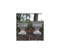 ONEFOLD - Pair of Tulip Vases Hand Cast Stone Flower Planters Small Garden Ornament Urn Vase Planter Pot