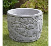 ONEFOLD - Peacock Flower Planter Pot Set of 2 / Hand Cast Stone Garden Ornament/Home Patio Conservatory Decor/Large Outdoor Planter