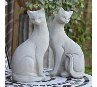 ONEFOLD Siamese Cats Statue, Stone Garden Statue Ornament and Garden Sculpture