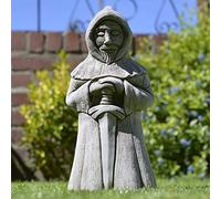 ONEFOLD - St Francis Monk Statue Hand Cast Stone Garden Ornament Medieval Sculpture Decor Frost Proof / 15 KG
