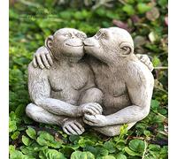 ONEFOLD Stone Kissing Monkeys Ornament Outdoor Garden Sculpture