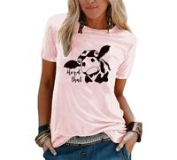 oneforus Cute Cow T-Shirt for Women Dairy Cow Lover 3D Print Graphic Short Sleeve Cattle Farming T-Shirt Tops