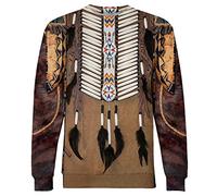 oneforus Men and Women 3D Print Native American Indian Sweatshirts Pullover Ethnic Totem Patterns Long Sleeves Sweatshirt Top