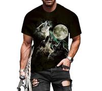 oneforus Men's Animal Print Top Dailylife Casual 3D Wolf Printed T-Shirt Summer Short Sleeve Tees Fashion Sport Pullover Tops