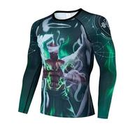 oneforus Mens Sports Compression Shirt 3D Anime Print Short Sleeve T-Shirt Quick Dry Baselayer Rash Guard Stretch Breathable Round Neck Cycling Jersey