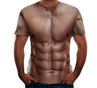 oneforus Streetwear T-Shirt Chest Muscle Tattoo Plus Size Top Body Skin Fake Muscle 3D Printed T-Shirts for Men S-6XL