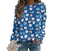 oneforus Women's Crew Neck Sweatshirt Cute Animal Butterfly Floral Plants Print Long Sleeve Casual Holiday Pullover Sweater Tops