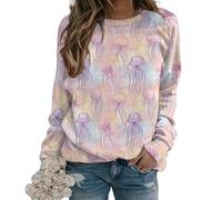 oneforus Women's Crew Neck Sweatshirt Cute Animal Butterfly Floral Plants Print Long Sleeve Casual Holiday Pullover Sweater Tops