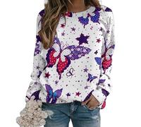 oneforus Women's Crew Neck Sweatshirt Cute Animal Butterfly Floral Plants Print Long Sleeve Casual Holiday Pullover Sweater Tops