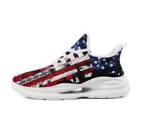 Onegam Men's Mesh Running Tennis Shoes, American Flag Patterns Design Sneakers for Patriotic Enthusiasts and Veterans, Distressed Red White Blue/White, 10 Women/8.5 Men