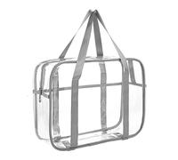 ONEGenug Large Clear Travel Toiletries Bag Makeup Bag Transparent Toiletry Bag Thick PVC Zippered Clear Wash Bag Diaper Beach Bag for Men and Women(Grey)