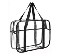 ONEGenug Large Clear Travel Toiletries Bag Makeup Bag Transparent Toiletry Bag Thick PVC Zippered Clear Wash Bag Diaper Beach Bag for Men and Women(Black)