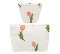 ONEGenug Makeup Bag, Set 2 Cosmetic Bags, Portable Pencil Case Makeup Pouch Travel Essentials Toiletry Bags for Women Girls