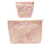 ONEGenug Makeup Bag, Set 2 Cosmetic Bags, Portable Pencil Case Makeup Pouch Travel Essentials Toiletry Bags for Women Girls