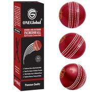 ONEGlobal Incrediball Soft Practice Cricket Ball | Outdoor & Indoor Rubber Cricket Ball With Core & Stitched Seam | For Practice, Honing Skills & Family Fun (3-Red)