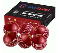 ONEGlobal Incrediball Soft Practice Cricket Ball | Outdoor & Indoor Rubber Cricket Ball With Core & Stitched Seam | For Practice, Honing Skills & Family Fun (6-Red)