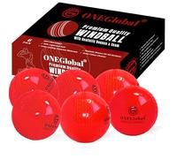 ONEGlobal Premium Windball Soft Cricket Ball | Durable, Embossed Seam, True Bounce & Swing | Wind Ball Cricket Balls for Outdoor & Indoor Practice, Coaching, Garden & Beach Games (6 Red)