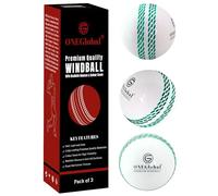 ONEGlobal Premium Windball Soft Cricket Ball | Durable & Safe, Colour Seam, True Bounce & Swing | Wind Ball for Outdoor & Indoor Practice, Coaching, Garden & Beach Games (3-White)