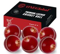 ONEGlobal Select Leather Cricket Ball | 100% Handcrafted, 156g - 5.5oz, 4-Piece Construction | Ideal for T20, Net Practice, Training etc.