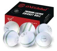 ONEGlobal Select Leather Cricket Ball | 100% Handcrafted, 156g - 5.5oz, 4-Piece Construction | Ideal for T20, Net Practice, Training etc.