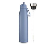 onegreenbottle Evolution V2a Stainless Steel Water Bottle, Insulated Sports Bottle 2 Caps and Brush, 800ml Leakproof Bottle for Hot and Cold Drinks (Swipe Right Blue) BOTL