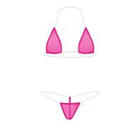 Oneheekini Women Sexy See Through Mini Micro Bra Sheer Bikini G String Bottom Set…, Rose Red, One Size