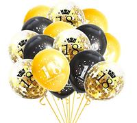 onehous 18th Birthday Decorations Boys Girls, Happy 18th Birthday Balloons for Him Her, Black Gold Confetti Balloons for 18th Birthdays Anniversary Party Supplies, 18 Year Old Party Decorations