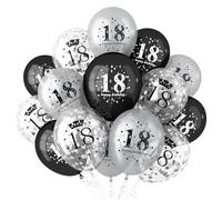 onehous 18th Birthday Decorations for Boys Girls, Black Silver Happy 18th Birthdays Balloons for Him Her, 18th Birthday Anniversary Party Supplies, 18 Year Old Party Decorations