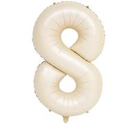 onehous Cream White 8 Balloons, 40 Inch Large Foil Balloons Number 8 Beige, Self Inflating Helium Balloons Number 8 for Boys Girls Birthday Party Boho Wedding Decorations Supplies (Cream White#8)