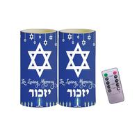 ONEIHOMM Yahrzeit Memorial Candles with Timer Remote for Loss of Loved One Sympathy for Bereavement Gifts,Shabbat Holiday,Hanukkah Decorations 2 Pcs (Memorial Candle-Blue)