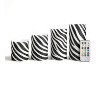 ONEIHOMM Zebra-Stripe Printed LED Candles Battery Operated Pillar Flameless Candles Bulk with Timer Remote for Animal Lover,Black and White Decor,Animal Theme Party Home Zebra Decor