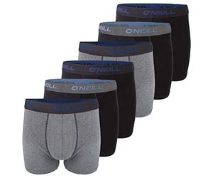 O'Neill Men's Boxer Shorts Plain Sport Boxer M L XL XXL 95% Cotton Men's Trunk Underwear without Fly Pack of 6 Black Red Blue, Grey charcoal black (7007), XL