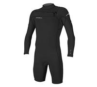 O'Neill Mens Hammer 2mm Long Sleeve Chest Zip Shorty Wetsuit - Black - Easy Stretch Breathable - Double super seal neck - Wetsuit Size - M