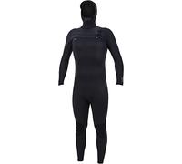O'NEILL Mens HyperFreak 5/4+mm Chest Zip Hooded Wetsuit Black - Chest Zip Entry over a 360° Barrier with Drain Holes