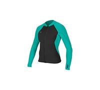 ONeill O'Neill Womens Reactor II 1.5mm Front Zip Neoprene Wetsuit Coat Jacket Black Aqua - Easy Stretch Breathable Womens Size - US 6