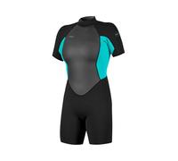 O'NEILL Reactor-2 2 mm Back Zip S/S Spring Women's Shorty Wetsuit (BLK/LTAQUA, 10)