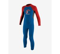 ONeill Toddler Kids Youth Kids Junior Reactor 2MM Back Zip Wetsuit Blue Neon Red - 100% FluidFlex - YKK Back Zip System
