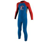 ONeill Toddler Kids Youth Kids Junior Reactor 2MM Back Zip Wetsuit Blue Neon Red - 100% Fluidflex - YKK Back Zip System