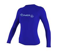 O'Neill UV 50+ Sun Protection Womens Basic Skins Long Sleeve Crew Sun Shirt Rash Guard, Tahitian Blue, Large