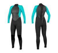 O'Neill Wetsuits Women's Reactor Ii 3/2mm Back Zip Full Wetsuit, Black/Light Aqua, 14 UK