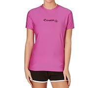 O'Neill Wetsuits Women's Wms Basic Skins Short Sleeve Sun Shirt Rash Vest, Fox Pink, S UK